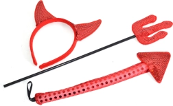 дяволски карнавален сет с уши, опашка и тризъбец