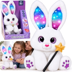 Interactive plush white bunny 30 cm – dances, lights up, plays with a magic wand - 1 piece