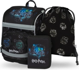 Училищен комплект Baagl 3 в 1 Harry Potter Хогуортс Lumos – ученическа раница (актoвка), несесер и торбичка