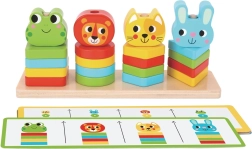 Дървена игра за нанизване и подреждане „Животински приятели“ 2Kids