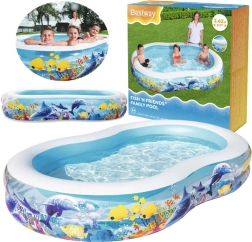 Надуваем семеен басейн с океански мотив BESTWAY Fish 'n Friends 262 × 157 × 46 см