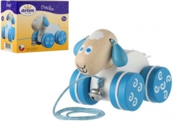 Дървена дърпана играчка Овчица за деца