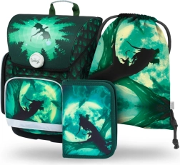 Училищен комплект BAAGL Ergo Дракон: чанта, несесер, сак