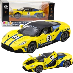 Спортен метален автомобил с ефекти светлина и звук, 1:22 жълт