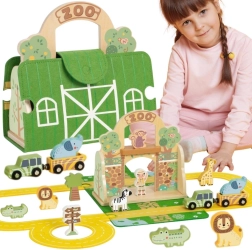 Tooky Toy мини зоопарк – преносим дървен комплект в куфарче