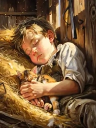 Диамантено рисуване „Спящо момче“ 30 × 40 см