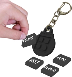 Customizable silicone keychain Pixie – black