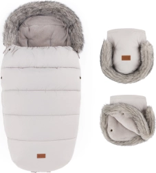 Petite&Mars winter set: Comfy 4in1 footmuff + Furry stroller mittens, champagne shower
