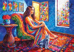 Puzzle Woman with Cat 1000 Pieces