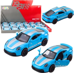 Метален спортен автомобил GTRS 1:43 с механизъм за издърпване (pull back) и отварящи се врати – син