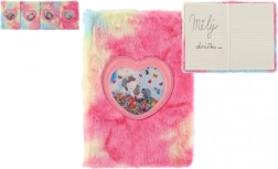 Плюшен дъгов тефтер с еднорог, микс мотиви