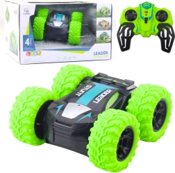 Каскадьорска RC кола 2,4 GHz със светлини и 360° завъртания – зелена