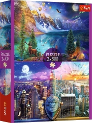 Пъзел 2x500 – пътешествие из Америка TREFL