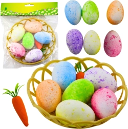 Великденски украси в кошничка с яйца и морков – 7 бр.