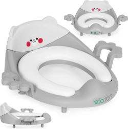 Детска седалка за тоалетна с дръжки и меко подплатяване, сива, ECOTOYS