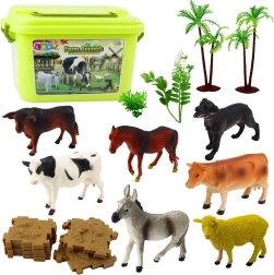Set of Animal Figures with Trees and Suitcase 57 pcs
