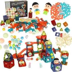 Магнитни строителни блокчета със светещ топчест водовъртеж – 202 бр.