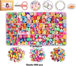 Комплект цветни мъниста 1000 бр. за DIY творчество