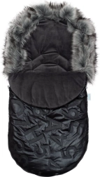 New Baby luxury winter footmuff with fur trim, black