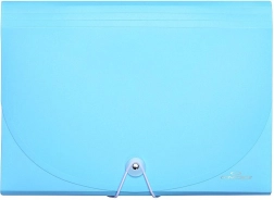 A4 Elastic-Band Document Folder, 7 Pockets, Pastel Blue