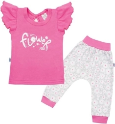 New Baby Happy Flower cotton baby set, dark pink