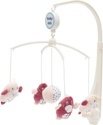 Въртележка за бебешко креватче Baby Mix къртичета розова