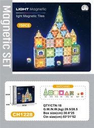 Magnetic 3D Building Set with Light-Up Discs, 75 Pieces
