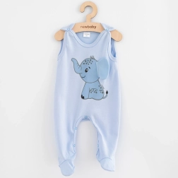 Infant cotton footed romper New Baby Happy Elephant blue 80 (9–12 months)