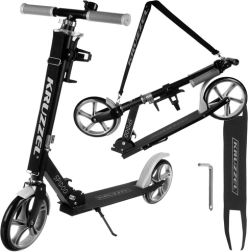 Градска сгъваема тротинетка с големи колела 200 mm и крачна спирачка – Сива