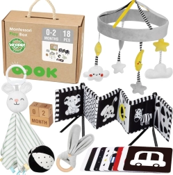 Образователен монтеcори бокс 7-в-1 за новородени 0–2 месеца WOOPIE GREEN