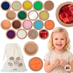 VIGA sensory tactile memory game made of wooden pieces – 18 textures, 36 pieces