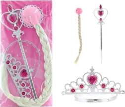 Children's Beauty Set with Blonde Braid, Crown and Scepter