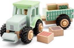 Дървен трактор с ремарке и товар