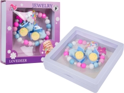 Kids' unicorn jewelry set – pink bracelet and hair clips
