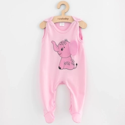 Baby cotton footed romper New Baby Happy Elephant pink 74 (6–9 months)