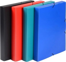 Архивна кутия A4 с ластик от полипропилен, черна