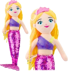 Плюшена русалка с пайетирана опашка, лилава, 48 см