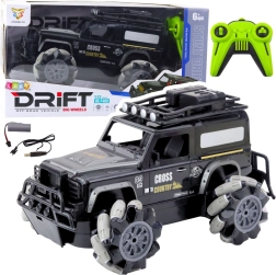 RC офроуд дрифт кола 1:12, черна, 360° завъртания и LED
