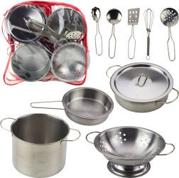 Metal kitchen set for kids in a clear backpack, 12 pieces