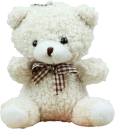 Бял плюшен мечок ключодържател 8 см