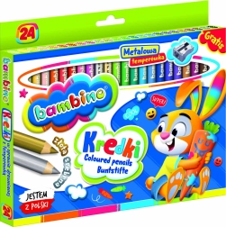 Комплект дебели кръгли цветни моливи Bambino 24 цвята с острилка