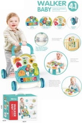 4-in-1 push walker playhouse with piano blue