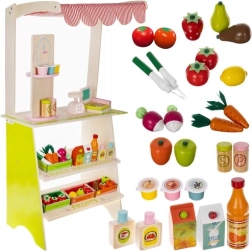 Дървен детски супермаркет KRUZZEL с щанд, каса и плодове