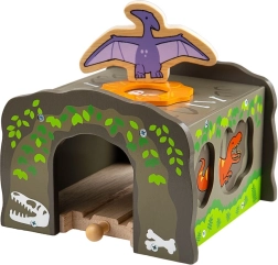 Bigjigs Rail динозавърски тунел T. rex за дървени влакчета