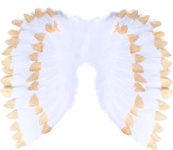 Ангелски крила с пера бяло‑златни