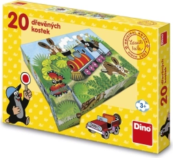 Дървени кубчета с картинки – Къртчето и превозни средства, 20 бр.