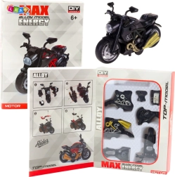 Metal motorcycle model kit 1:14, black with gold accents