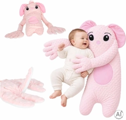 Pink soothing baby pillow with patting function