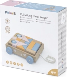 VIGA PolarB дървено дърпащо се возило с кубчета, 21 части
