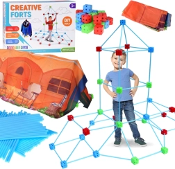 Голям конструктор със строителни сламки 89 бр. с покривало и мрежеста торбичка